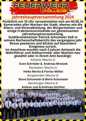 Feuerwehr Kölleda - Jahreshauptversammlung 2024